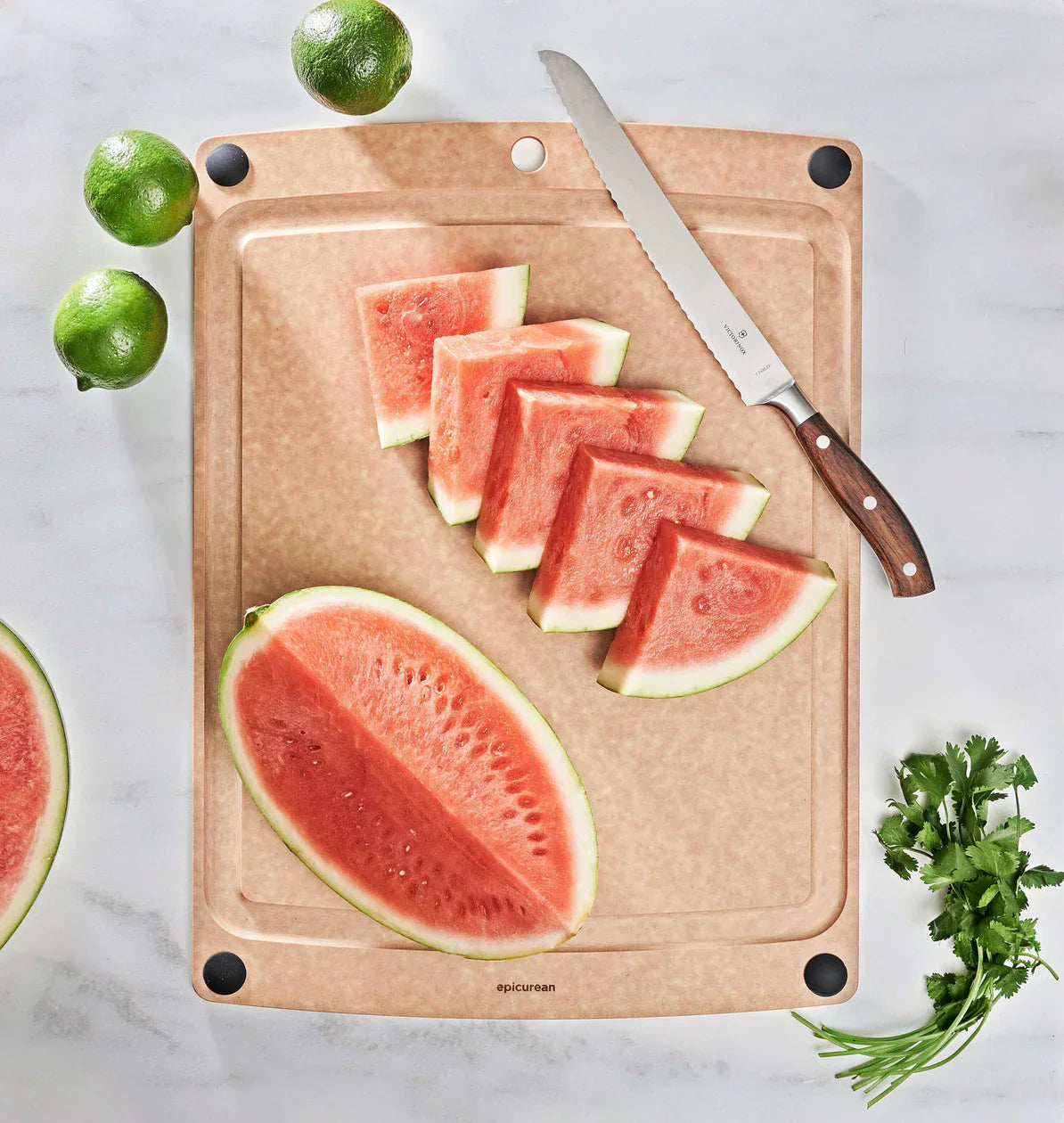 Epicurean All-in-One Series Cutting Board, Natural/Black feet, Multiple Sizes